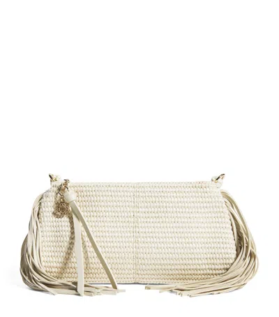 Maje Raffia Shoulder Bag In Neutral