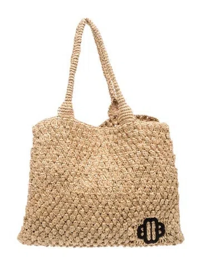 Pre-owned Maje Raffia Tote In Neutrals