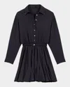 Maje Rafida Belted Mini Shirtdress In Navy