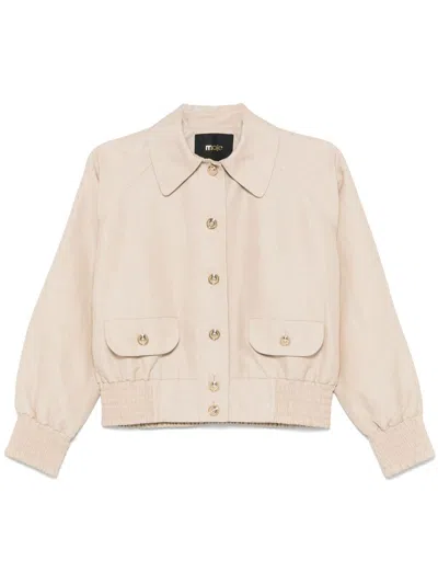 Maje Raglan-sleeve Bomber Jacket In Neutrals