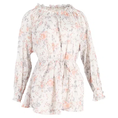 Maje Ragtime Off The Shoulder Mini Dress In Floral Print Cotton In Multi
