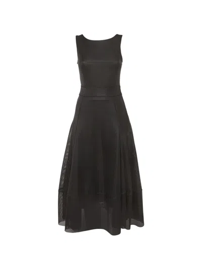 Pre-owned Maje Raining Mesh Midi Dress In Black