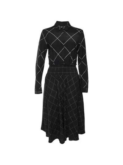 Pre-owned Maje Ralek Asymmetric Midi Dress In Black