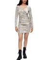 Maje Velvet Dress With Sequin Embroidery In Silver