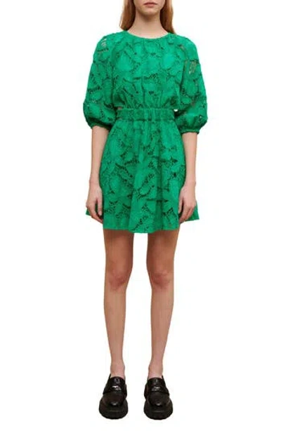 Maje Rannick Lace Cutout Dress In Green
