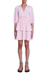 Maje Short Ruffled Dress In Pale Pink