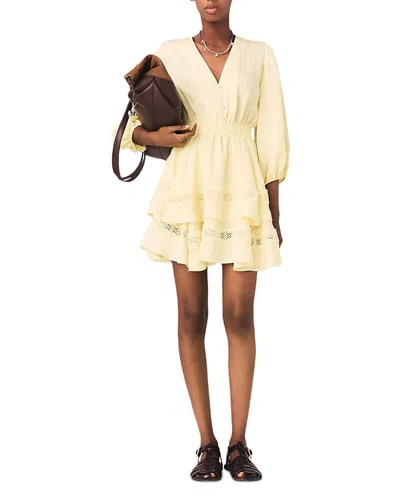 Maje Rapapamy Puff Sleeve Ruffle Dress In Yellow
