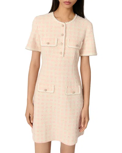 MAJE TWEED EFFECT KNIT SHORT DRESS