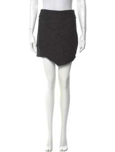 Pre-owned Maje Raw-edge Trim Mini Skirt In Black