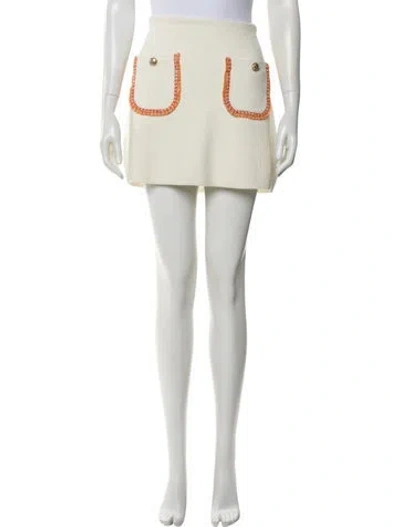 Pre-owned Maje Raw-edge Trim Mini Skirt In White