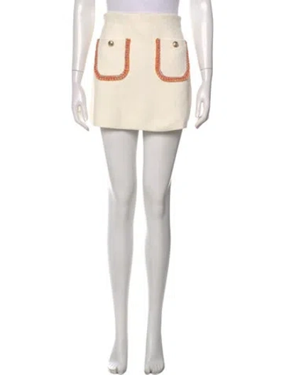Pre-owned Maje Raw-edge Trim Mini Skirt In White