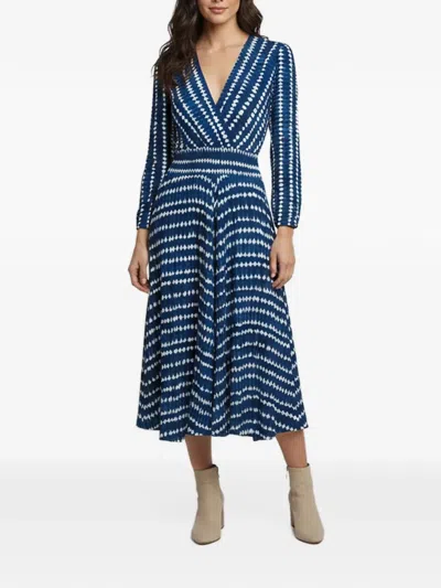 Pre-owned Maje Rayemitie Tie-dye Midi Dress In Blue