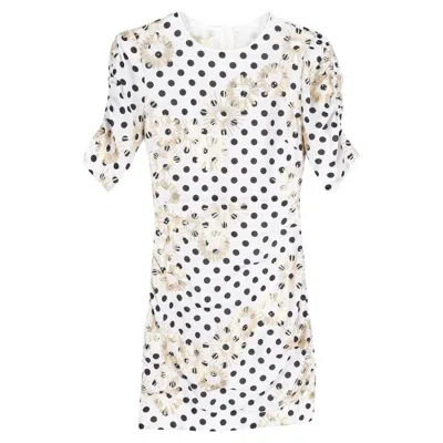Maje Razula Sequin-embellished Polka-dot Georgette Mini Dress In White Polyester