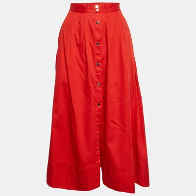 Maje Red Cotton Jupalo Midi Skort
