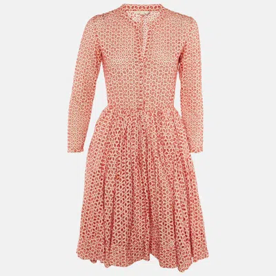 Pre-owned Maje Red Embroidered Eyelet Cotton Rayani Short Dress M