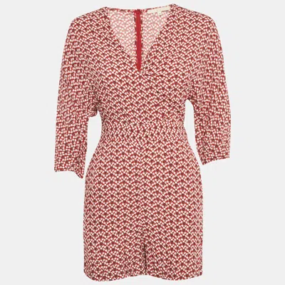 Maje Red Floral Print Crepe Jumpsuit In Pink