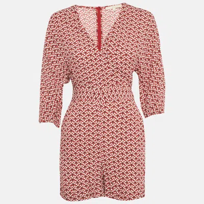 Pre-owned Maje Red Floral Print Crepe Jumpsuit S