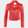 Maje Red Leather Bostep Biker Jacket In Red