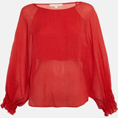 Pre-owned Maje Red Textured Silk Blend Loose Top S