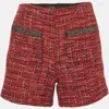 Maje Wool-blend Tweed Short In Red