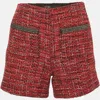 Maje Wool-blend Tweed Short In Red