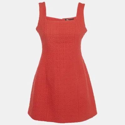 Pre-owned Maje Red Tweed Sleeveless Mini Dress S