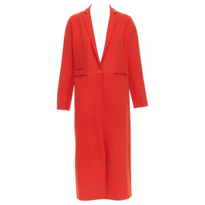 Pre-owned Maje Red Wool Blend Peak Lapel Pocketed Long Coat Jacket Fr36 Xs