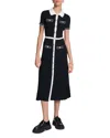 Maje Redouane Knit Shirt Dress In Black/white