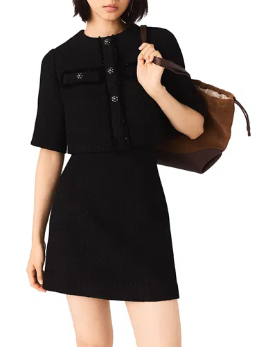 Maje Reimssa Tweed Dress In Black