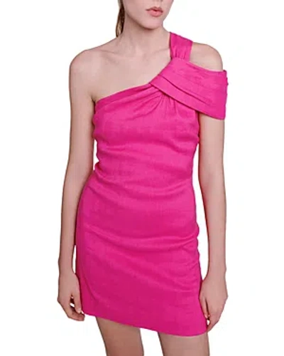 Maje Rema One Shoulder Dress In Pink