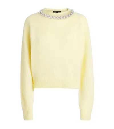 Maje Removable Jewel-collar Sweater In Yellow