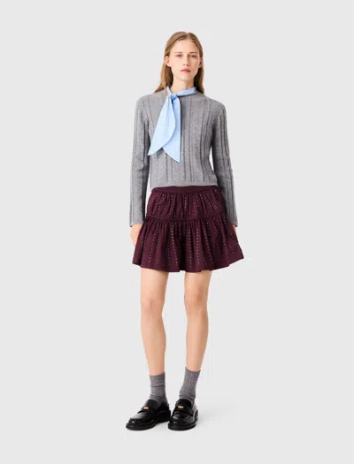 Maje Removable Poplin Collar Jumper In Grey