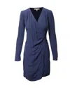 Maje Renie V-neck Long-sleeve Wrap Dress In Navy Blue Viscose In Blue