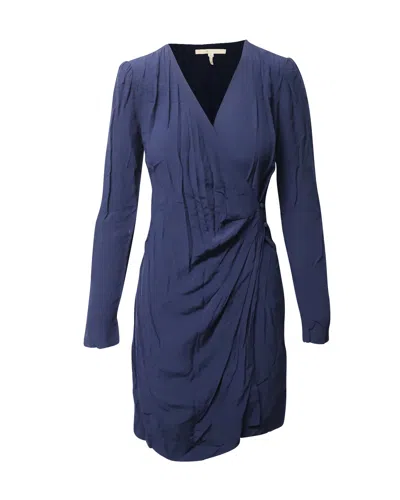 Maje Renie V-neck Long-sleeve Wrap Dress In Navy Blue Viscose