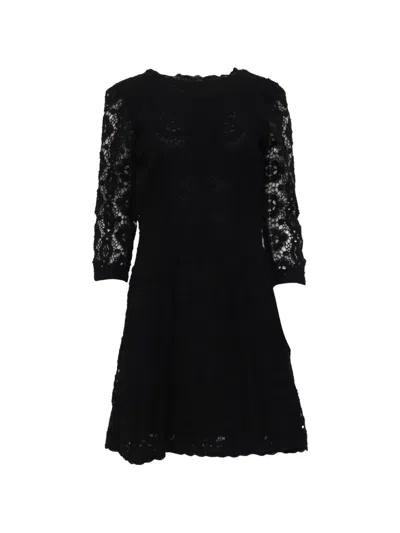Pre-owned Maje Renita Floral-lace Mini Dress In Black