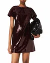Maje Sequin-embroidered Short Dress In Brown