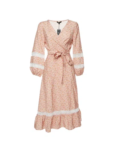 Pre-owned Maje Restella Floral-print Midi Dress In Pink