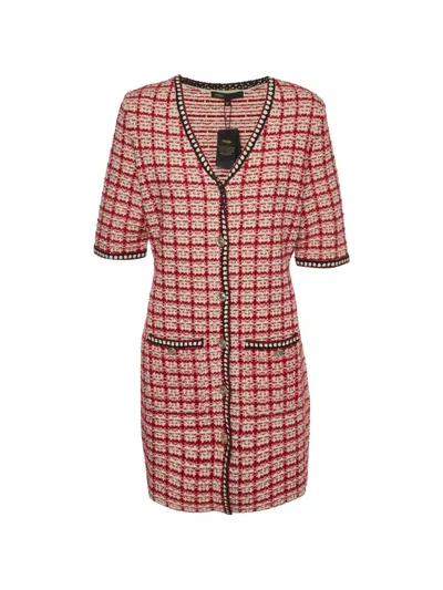 Pre-owned Maje Retalo Checked-pattern Mini Dress In Red