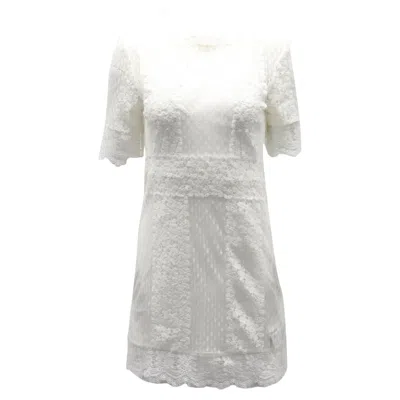 Pre-owned Maje Revanta Lace Dress In White Polyester