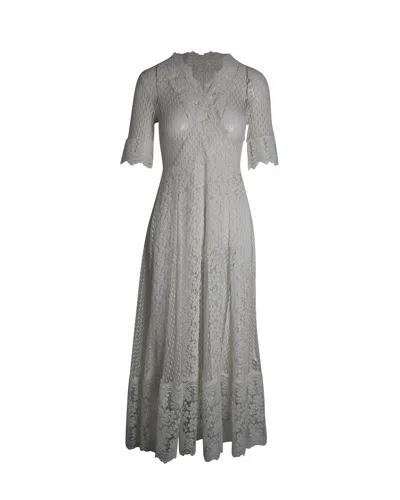 Maje Revanti Lace Midi Dress In White Cotton