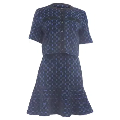 Maje Reveillon Jacket Mini Dress In Navy Blue Polyester