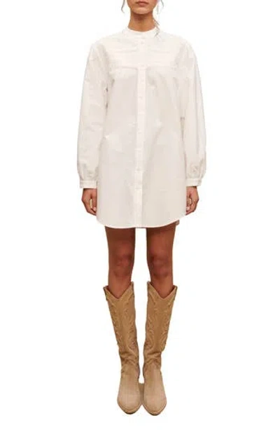 Maje Rever Long Sleeve Shirtdress In White