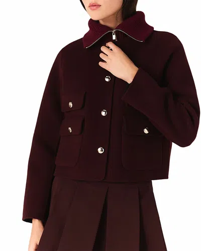Maje Reversible Double Faced Jacket In Burgundy
