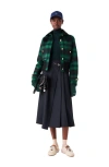 Maje Checked-pattern Button-up Jacket In Green