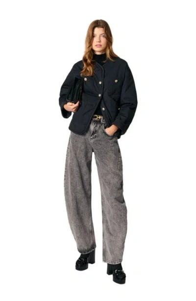 Maje Reversible Quilted Coat In Black