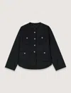 Maje Womens  Funnel-neck Button-down Wool-blend Jacket In Black
