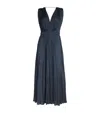 Maje Revillou Pleated Midi Dress In Blue