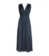 Maje Revillou Pleated Midi Dress In Blue