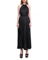 Maje Revilly Pleated Satin Maxi Dress In Black