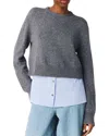 Maje Removable Rhinestone Trim Sweater In Gray
